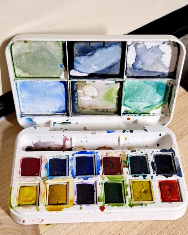 Photograph of travel watercolour palette.