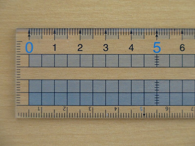Photograph of transparent ruler.