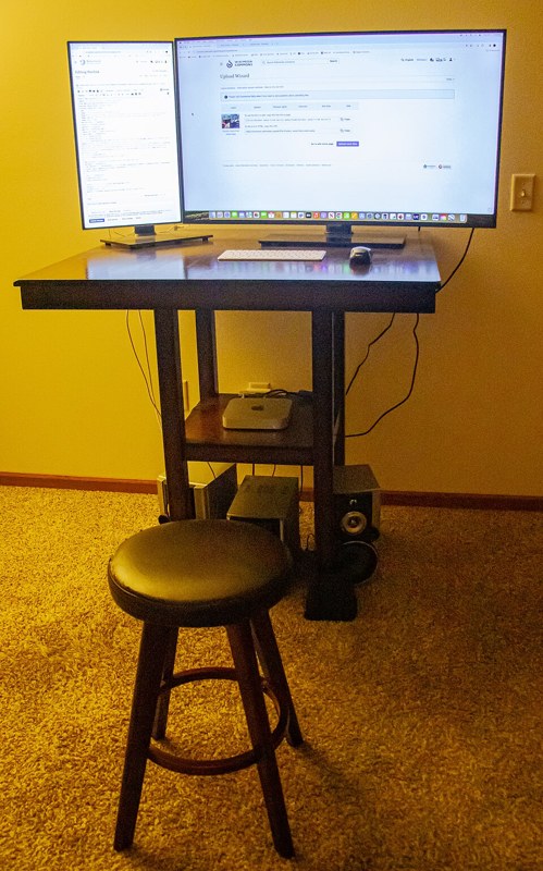 Photograph of standing desk.