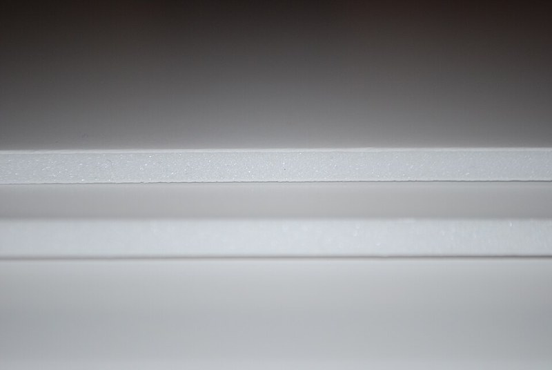 Photograph of white foamboard.