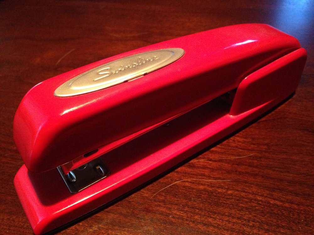 Red desk stapler